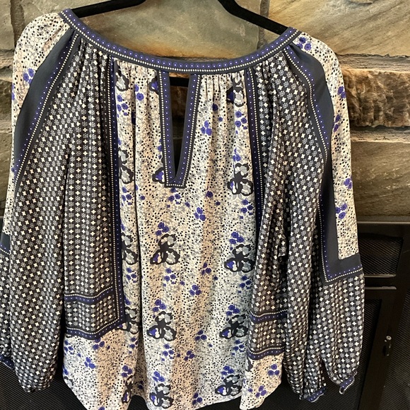 Rebecca Taylor Women's Blue Silk Patterned Top - Picture 2 of 5